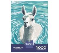 Jigsaw Puzzle1000 Pieces Llama Swimming in Blue Water Adult Jigsaw Relaxing Games Staycation Kill Time Unique Gifts for Birthday And Christmas 38x26cm/1000pcs