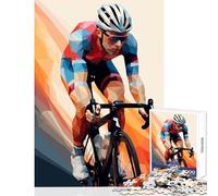 Jigsaw Puzzle1000 Pieces Low Poly Cyclist Puzzles for Teenagers Hand Speed Race for Birthday, Chrismas Brain Intelligence Challenge Addictive Toys (38x52cm)