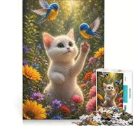 Jigsaw Puzzle1000 Pieces Magical Kitten Brain Teaser Game Train Your Brain And Hands Suitable for Desktop Decoration 38x52cm