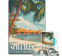 Jigsaw Puzzle1000 Pieces Maldives Beach Bliss Perfect Decoration Art Work Gift for And from 14 Years And over (size 38x26cm)