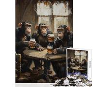 Jigsaw Puzzle1000 Pieces Monkeys BeerIn Tavern Puzzles for Teenagers Difficult Hard Challenging To Complete Challenging Game Gifts (50x75cm)