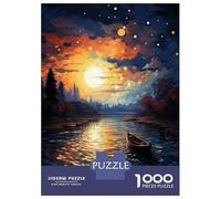 Jigsaw Puzzle1000 Pieces Moonlit River Boat Adult Jigsaw Relaxing Games Staycation Kill Time Unique Gifts for Birthday And Christmas 52x38cm/1000pcs