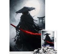 Jigsaw Puzzle1000 Pieces Mystic Ghost Samurai︰ Red Katana Legend Puzzles for Teenagers Hand Speed Race for Birthday, Chrismas Brain Intelligence Challenge Addictive Toys (38x52cm)