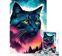 Jigsaw Puzzle1000 Pieces Mystical Cat Forest Silhouette Jigsaws for Adults Puzzle Stress Reliever Difficult And Challenge Toy Intellectual Game (38x26cm)