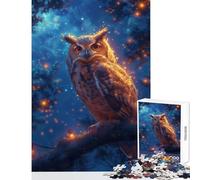Jigsaw Puzzle1000 Pieces Mystical Neon Owl Jigsaw Puzzles for Adults Stress Reliever Difficult And Challenge Addictive Toys to Cultivate Patience (50x75cm)