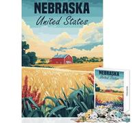 Jigsaw Puzzle1000 Pieces Nebraska Farm Landscape Poster Educational Toy Great Gift for Games Family Game Improving Love between Couples Size 38x26cm