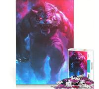 Jigsaw Puzzle1000 Pieces Neon Red Angry Tiger Brain Teaser Game Train Your Brain And Hands Suitable for Desktop Decoration 50x75cm