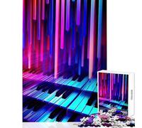 Jigsaw Puzzle1000 Pieces Neon Sonata Piano Keys Jigsaws for Adults Puzzle Stress Reliever Difficult And Challenge Toy Intellectual Game (38x52cm)