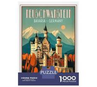 Jigsaw Puzzle1000 Pieces Neuschwanstein Castle Bavaria Germany Travel Poster Adult Jigsaw Puzzle Hands-on Game For Family Fun Unique Gifts for Birthday And Christmas 70x50cm/1000pcs