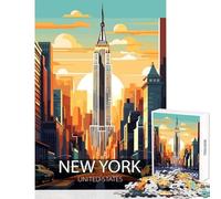 Jigsaw Puzzle1000 Pieces New York City Skyline Jigsaws for Adults Puzzle Family Activities Help The Brain Exercise Addictive Toys to Cultivate Patience (38x26cm)