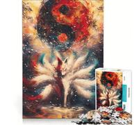 Jigsaw Puzzle1000 Pieces Nine-Tailed Fox Yin Yang Brain Teaser Game Train Your Brain And Hands Suitable for Desktop Decoration 38x26cm
