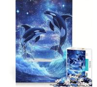Jigsaw Puzzle1000 Pieces Orca Whale Killer Wave Brain Teaser Game Train Your Brain And Hands Suitable for Desktop Decoration 50x75cm