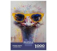 Jigsaw Puzzle1000 Pieces Ostrich with Yellow Glasses Adult Jigsaw Relaxing Games Staycation Kill Time Unique Gifts for Birthday And Christmas 70x50cm/1000pcs