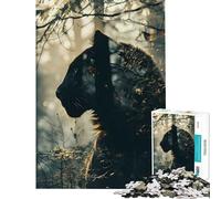 Jigsaw Puzzle1000 Pieces Panther Double Exposure Brain Intelligence Challenge Addictive Toys Hands-on Game Birthday Present Secret Santa Gifts (Size 38x26cm)