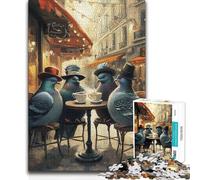 Jigsaw Puzzle1000 Pieces Pigeons at A Parisian Cafe Perfect Decoration Art Work Gift for And from 14 Years And over (size 38x52cm)