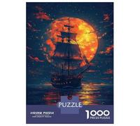 Jigsaw Puzzle1000 Pieces Pirate Ship Full Moon Ocean-1 Puzzle for Adults Anti-Stress Toys Perfect Decoration Unique Gifts for Birthday And Christmas 52x38cm/1000pcs