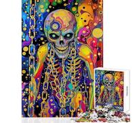 Jigsaw Puzzle1000 Pieces Psychedelic Skeleton with Chains Brain Teaser Game for The Whole Family Home Decoration Toys Wishlist with Santa Claus (50x75cm)