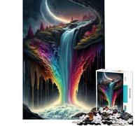 Jigsaw Puzzle1000 Pieces Rainbow Waterfall Brain Intelligence Challenge Addictive Toys Hands-on Game Birthday Present Secret Santa Gifts (Size 38x52cm)