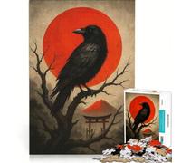Jigsaw Puzzle1000 Pieces Raven Perched Against Red Sun And Torii Relax Games Decompressing Intellectual Artists' Collection Fine Arts 38x26cm