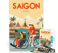 Jigsaw Puzzle1000 Pieces Saigon Vietnam Travel Poster Flawless Cut Fun Logic Fun Toy Free Play Game Birthday Activity (38x52cm)