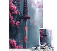 Jigsaw Puzzle1000 Pieces Samurai Katana Blade Jigsaws for Adults Puzzle Hand Speed Race for Birthday, Chrismas Family Fun & Game Night (50x75cm)