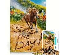 Jigsaw Puzzle1000 Pieces Seize The Day Neat Cut Decor Brain Game Gift Calm Game Time Birthday Activity(38x26cm)