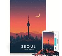 Jigsaw Puzzle1000 Pieces Seoul South Korea Flawless Cut Fun Logic Fun Toy Free Play Game Birthday Activity (50x75cm)