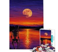 Jigsaw Puzzle1000 Pieces Skeleton by The Lake at Sunset Brain Intelligence Challenge Addictive Toys Hands-on Game Birthday Present Secret Santa Gifts (Size 38x26cm)