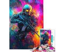 Jigsaw Puzzle1000 Pieces Skull Soldier Neon Warfare Practical Game Brain Intelligence Challenge Addictive Toys Gifts for Women Men Stress Reliever (size 38x26cm)