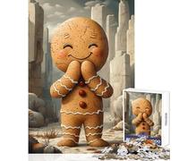 Jigsaw Puzzle1000 Pieces Smiling Gingerbread Man Educational Toy Great Gift for Games Family Game Improving Love between Couples Size 50x75cm