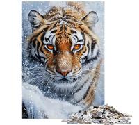 Jigsaw Puzzle1000 Pieces Snowy Tiger Gaze Jigsaw Puzzles for Adults Family Activities Train Your Brain And Hands Stress Reduction Gifts (75x50cm/1000pcs)