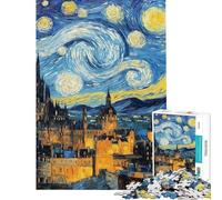 Jigsaw Puzzle1000 Pieces Starry Night Edinburgh Castle Scotland Cityscape Jigsaw Puzzles for Adults Family Activities Train Your Brain And Hands Stress Reduction Gifts (Size 38x26cm)