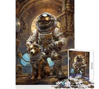 Jigsaw Puzzle1000 Pieces Steampunk Space Dog ﹨u Astronaut Educational Toy Great Gift for Games Family Game Improving Love between Couples Size 50x75cm