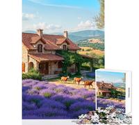 Jigsaw Puzzle1000 Pieces Stone House in Lavender Field Relax Games Precision Cutting Toy Wall Decor Deal As Gifts for The Whole Family (50X75cm)