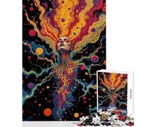 Jigsaw Puzzle1000 Pieces Surreal Psychedelic Woman in Cosmos Relax Games Precision Cutting Toy Wall Decor Deal As Gifts for The Whole Family (38X52cm)