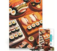 Jigsaw Puzzle1000 Pieces Sushi Platter Still Life Neat Cut Decor Brain Game Gift Calm Game Time Birthday Activity (50x75cm)