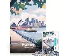 Jigsaw Puzzle1000 Pieces Sydney Australia Travel Poster Neat Cut Decor Brain Game Gift Calm Game Time Birthday Activity (50x75cm)