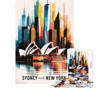 Jigsaw Puzzle1000 Pieces Sydney Meets New York Cityscape Jigsaw Puzzles for Adults Stress Reliever Difficult And Challenge Addictive Toys to Cultivate Patience (38x52cm)