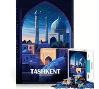 Jigsaw Puzzle1000 Pieces Tashkent, Uzbekistan Cityscape Illustration Neat Cut Decor Brain Game Gift Calm Game Time Birthday Activity (50x75cm)