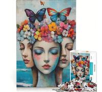Jigsaw Puzzle1000 Pieces Three Beautiful Faces with Flowers Toy Wall Decor Birthday Present Unique Gifts for Birthday And Christmas 38x26cm