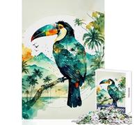 Jigsaw Puzzle1000 Pieces Toucan Double Exposure Jigsaw Puzzles for Adults Stress Reliever Difficult And Challenge Addictive Toys to Cultivate Patience (38x26cm)