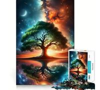 Jigsaw Puzzle1000 Pieces Tree Reaching Into Space Neat Cut Decor Brain Game Gift Calm Game Time Birthday Activity(38x26cm)