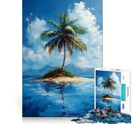 Jigsaw Puzzle1000 Pieces Tropical Island Palm Tree Painting Flawless Cut Fun Logic Fun Toy Free Play Game Birthday Activity (38x52cm)