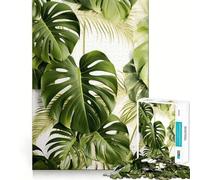 Jigsaw Puzzle1000 Pieces Tropical Monstera Natural Flawless Cut Fun Logic Fun Toy Free Play Game Birthday Activity (38x52cm)