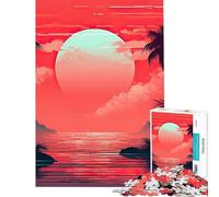 Jigsaw Puzzle1000 Pieces Tropical Red Sunset Skies Brain Intelligence Challenge Addictive Toys Hands-on Game Birthday Present Secret Santa Gifts (Size 38x52cm)