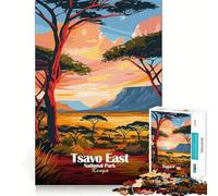 Jigsaw Puzzle1000 Pieces Tsavo East National Park Kenya Art Flawless Cut Fun Logic Fun Toy Free Play Game Birthday Activity (38x52cm)