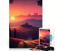 Jigsaw Puzzle1000 Pieces Tuscany Sunset Flawless Cut Fun Logic Fun Toy Free Play Game Birthday Activity (50x75cm)