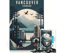 Jigsaw Puzzle1000 Pieces Vancouver Canada Travel Neat Cut Decor Brain Game Gift Calm Game Time Birthday Activity(38x26cm)