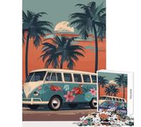 Jigsaw Puzzle1000 Pieces VW Bus And Palm Trees Home Decoration Toys Great Gift for Games Hands-on Game Difficult And Challenge Size 50x75cm