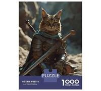 Jigsaw Puzzle1000 Pieces Warrior Cat Armor with Sword Adult Jigsaw Relaxing Games Staycation Kill Time Unique Gifts for Birthday And Christmas 38x26cm/1000pcs